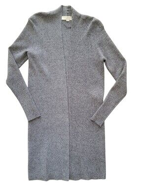 LOFT Women Heather Gray Open Front Cardigan XS Coastal Grandmother Dark Academia